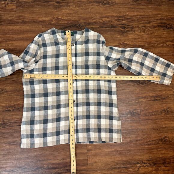 Orvis Linen Check Gingham Button Down Top Shirt Shacket Women's 18 XXL 2X 2XL - Picture 10 of 10